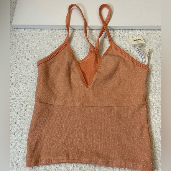 Anthropology‎ Sparkling Coral Strappy Seamless T- back bralette Size L/XL Y2K - Picture 1 of 7